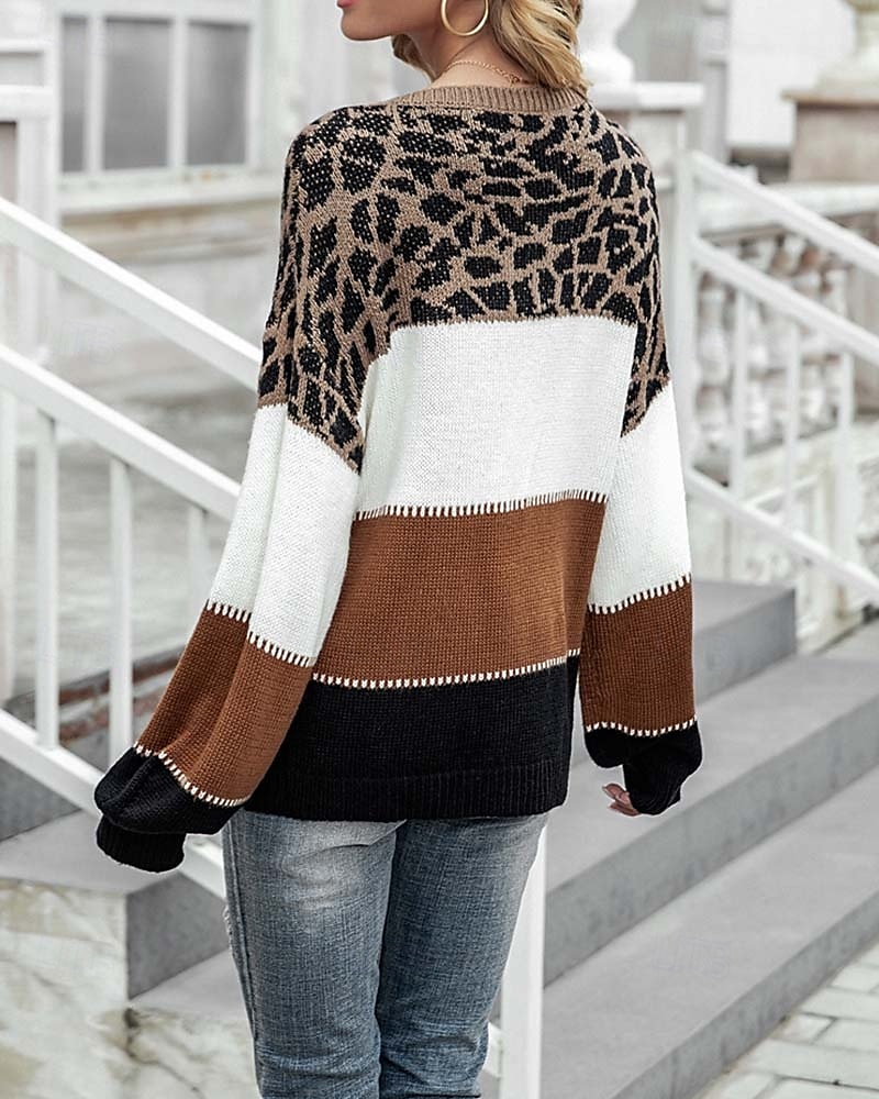 Damskie Sweter Moda Moda miejska Graficzny Zwierzę Półgolf Niejednolita całość Długi rękaw Długie topy Robić na drutach Na zewnątrz Weekend Czerwono-brązowy Brązowy Jesień Zima 2025 - $59.99 –P6