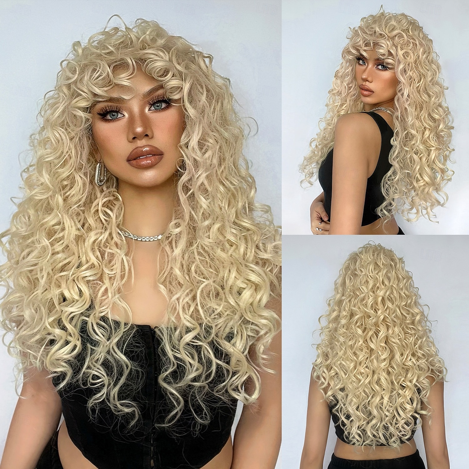Synthetische pruiken Uniformen carrière Kostuums Prinses Gekruld Diep krullend Middelste stuk Gelaagd kapsel Met pony Machinegemaakt Pruik 66.0 cm Lichtgoud Synthetisch haar Dames Cosplay Feest 2025 - $37.99 -P1