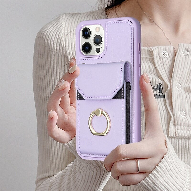 Funda para teléfono para iPhone 16 iPhone 15 Pro Max Plus iPhone 14 13 12 11 Pro Max Plus Mini Funda billetera Soporte para anillo ranura para tarjeta Shockproof Retro TPU PU Cuero 2025 - $19.99 –P7