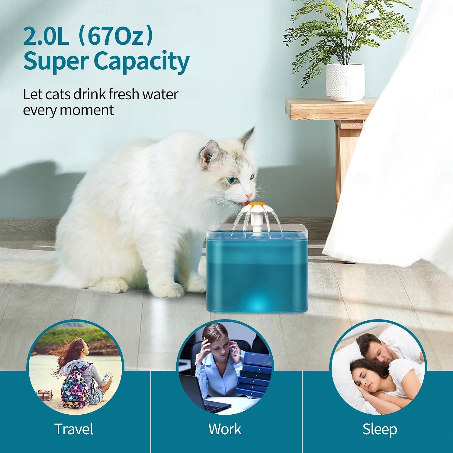 Psi Kočky Hlodavci Automatická nápojová mísa / Misky pro psy 1.6 L ABS + PC Snadná instalace Kašna Misky a krmítka Jednobarevné Mátová Šedá Mísy a krmení Domů Denní nošení 2025 - $35.99 –P6