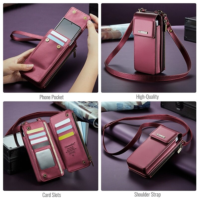 2025年 電話 ケース 用途 サムスンのギャラクシー Zフォールド6 Z Fold 5 Z Fold 4 Z Fold 3 Z Fold 2 Z Fold ユニバーサル 女性用 女の子用 磁石バックル ジッパ－ 全身保護 レトロ風 TPU PUレザー  コレクション – $31.99 –P9