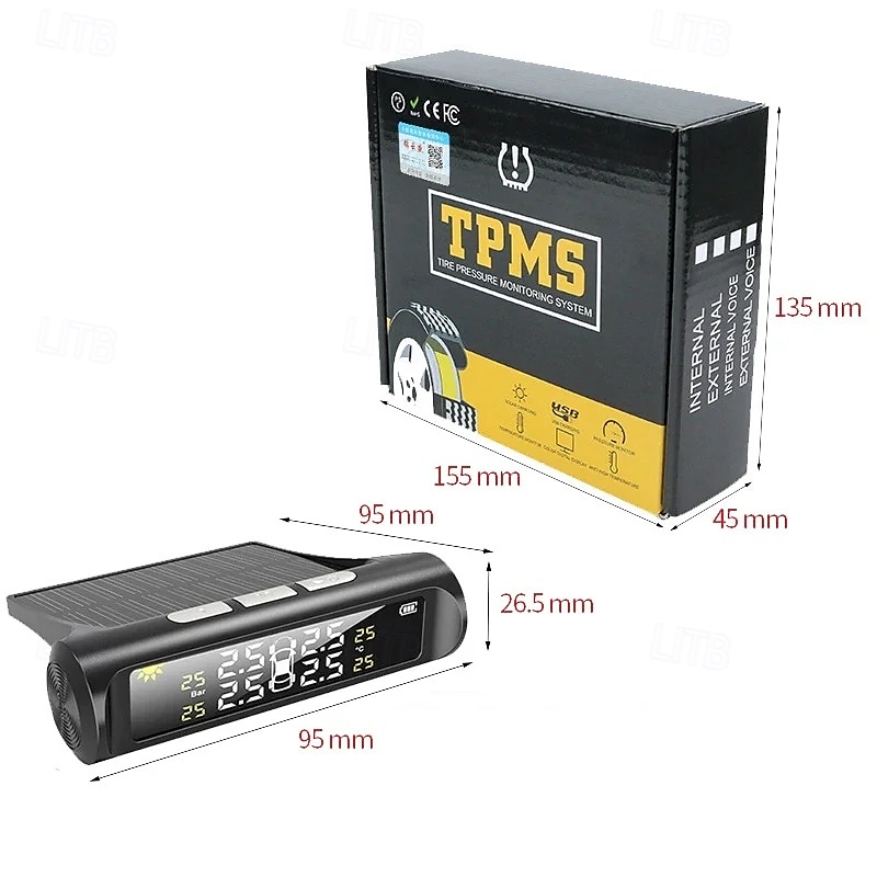 monitor de presiune a anvelopelor de mașină fără fir mașină tpms sistem de monitorizare a presiunii în anvelope a energiei solare afișaj digital lcd usb alarmă de securitate auto anvelope senzor 2025 - $52.99 –P7
