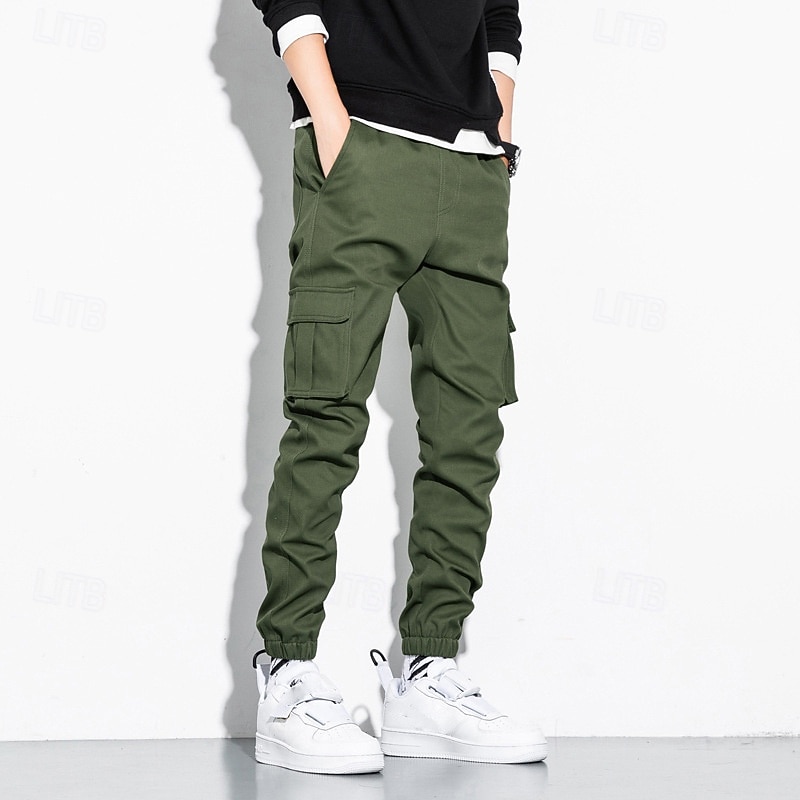 Homme Pantalon Cargo Pantalon Jogger Pantalon Cordon Taille elastique Multi poche Plein Vestimentaire Extérieur du quotidien Camping et randonnée Mode Classique Noir Vert Véronèse de 2026 ? $20.99 –P11