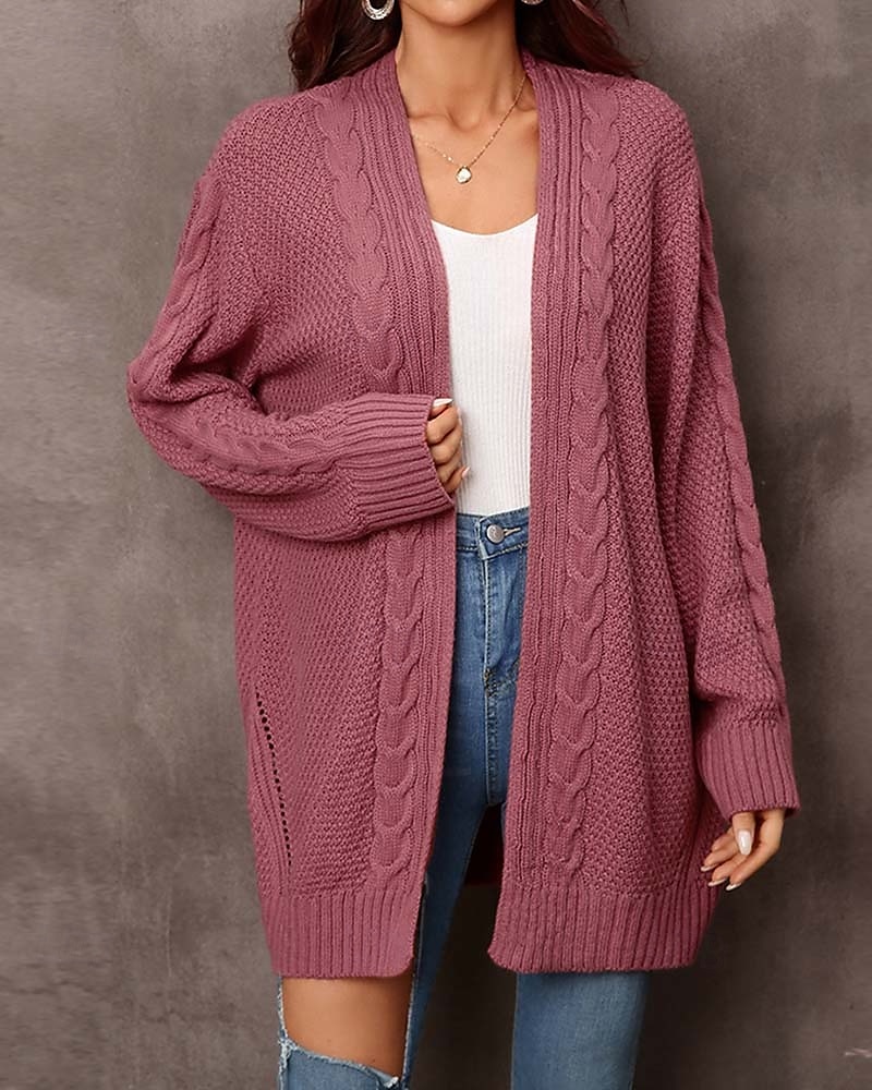 Damen Pullover Modisch Täglich Brautkleider schlicht Graphic Bedruckt Öffnung vorne Strick Textur Langarm Lange Oberteile Stricken Heim Arbeit Schwarz Rosa Herbst Winter 2025 - $62.99 –P6