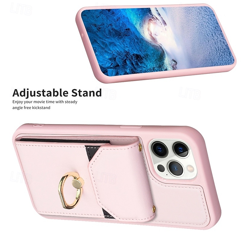 2025年 iPhone 16 iPhone 15 Pro Max Plus iPhone 14 13 12 11 Pro Max Plus Mini ウォレットケース リングホルダー カードスロット 衝撃吸収レトロ TPU PUレザー  コレクション – $19.99 –P5