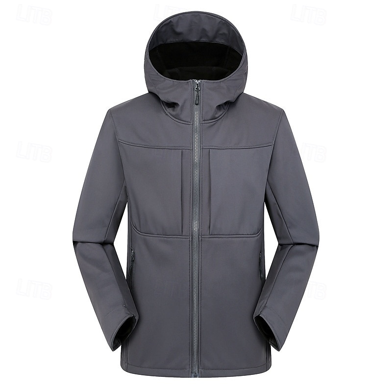 Men's Hiking Fleece Jacket Winter Outdoor Patchwork Thermal Warm Fleece Lining Waterproof Windproof Fleece Jackets Full Zip Climbing Camping / Hiking / Caving Traveling Dark Grey Black White Navy Blue 2025 - $70.99 –P6
