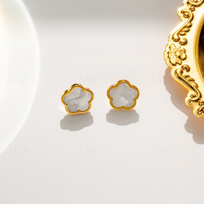 parure de bijoux en plaqué or avec fleur et nacre pour femme – collier, bracelet et boucles d'oreilles élégants pour femme de 2025 ? $24.99 –P4