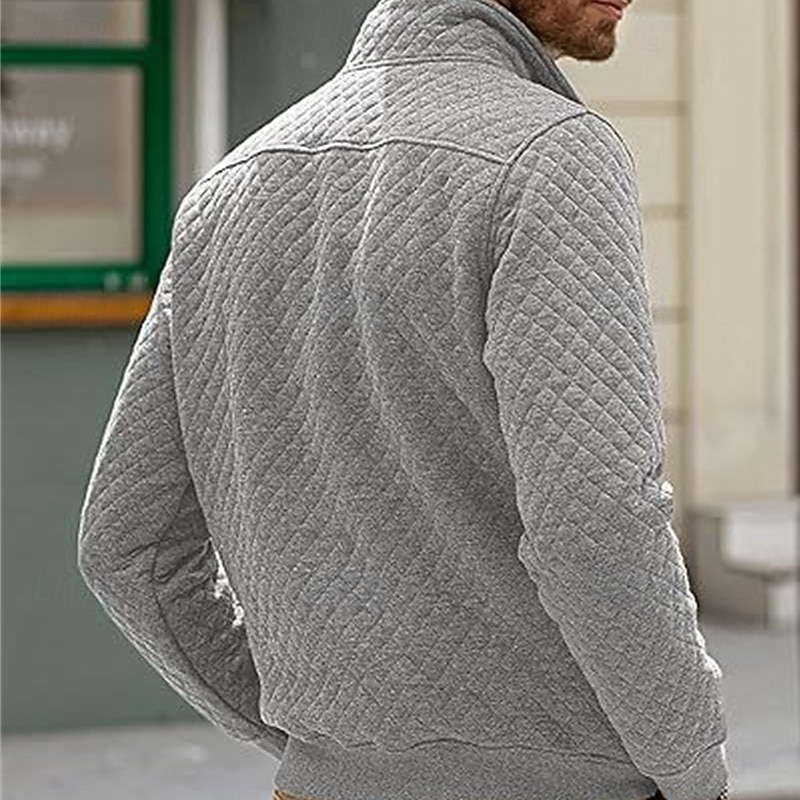 Hombre Sudadera Negro Blanco Verde Oscuro Gris Claro Gris Oscuro Cuello Mao Bloque de color Jacquard Retazos Bolsillo Estriado Deporte Diario Festivos Poliéster Texturizado Ropa de calle Básico Casual 2025 - $26.99 –P3