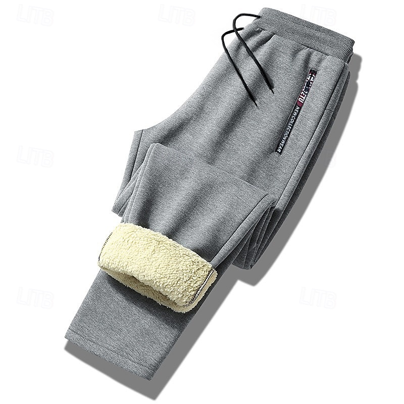 Men's Sherpa Fleece Pants Sweatpants Joggers Winter Pants Pocket Letter Warm Daily Leisure Sports Going out Streetwear Casual Black Black Straight Leg Micro-elastic 2025 - $22.99 –P6