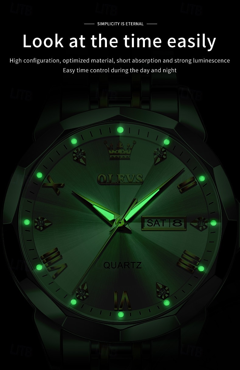 OLEVS Мужские кварцевые часы Минималистичные модные бизнес-наручные часы с подсветкой календарем датой неделя водонепроницаемые стальные часы 2026 - $35.99 –P9