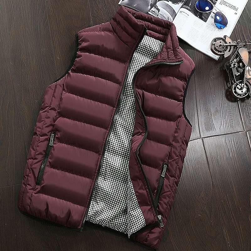 Herren Puffer Weste Weste Täglich Verabredung Urlaub Modisch Brautkleider schlicht Herbst Winter Tasche Polyester warm halten Komfortabel Glatt Gesteppt Reisverschluss Ständer Regular Fit Schwarz 2025 - $32.99 –P9