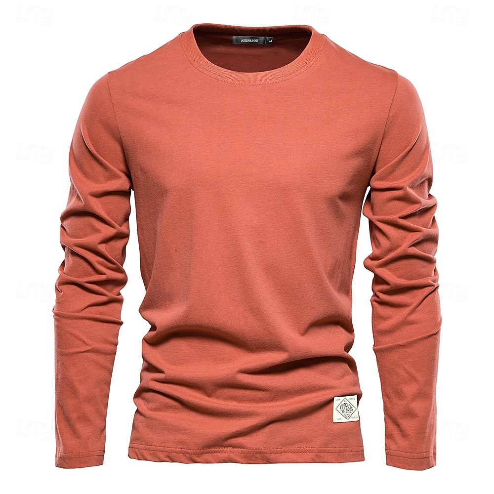 Männlich Langarm Runden Frühling & Herbst Einfarbig Lässig Alltagstauglich Dunkelgrau Weiß Schwarz Top T-Shirt für Herren 2025 - $25.99 –P6