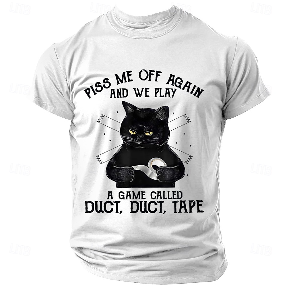 Herrs Roliga Katt T-shirt - 'Pissa Mig Inte Off Duct Duct Tape' Pun Grafisk Tee 2026 - $17.49 –P1