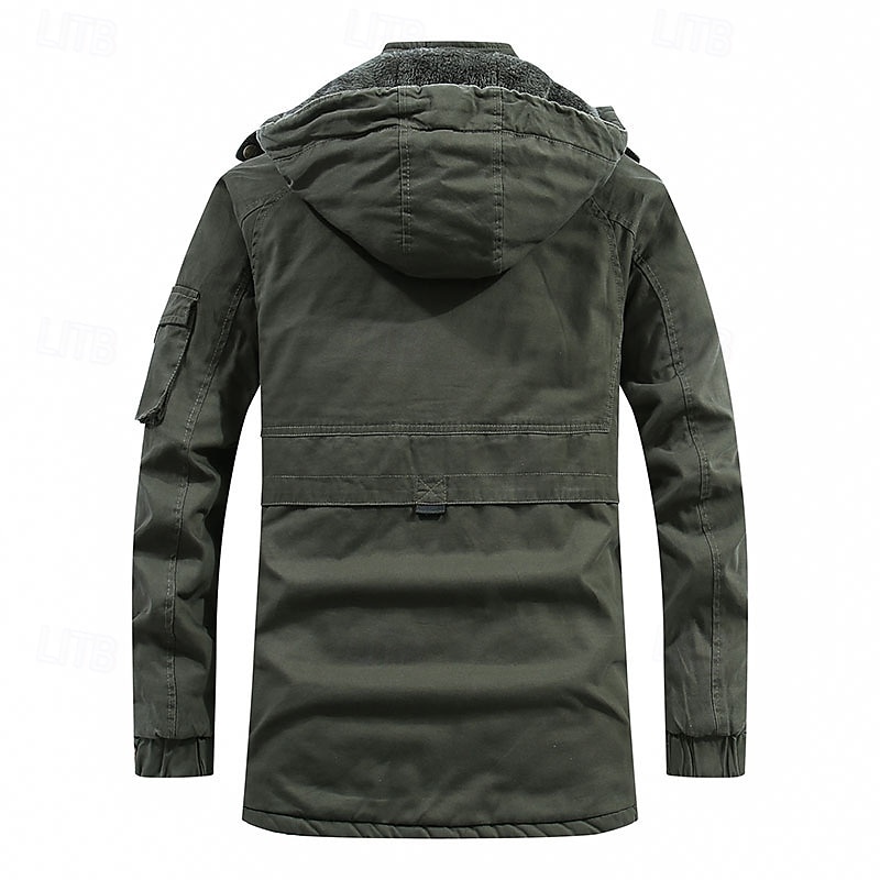 Herren Winterjacke Fleecejacke Freizeitjacke Täglich Urlaub warm Tasche Vlies Herbst Winter Glatt Modisch Strassenmode Mit Kapuze Standard Schwarz Khaki Armeegrün Jacken 2025 - $67.99 –P9