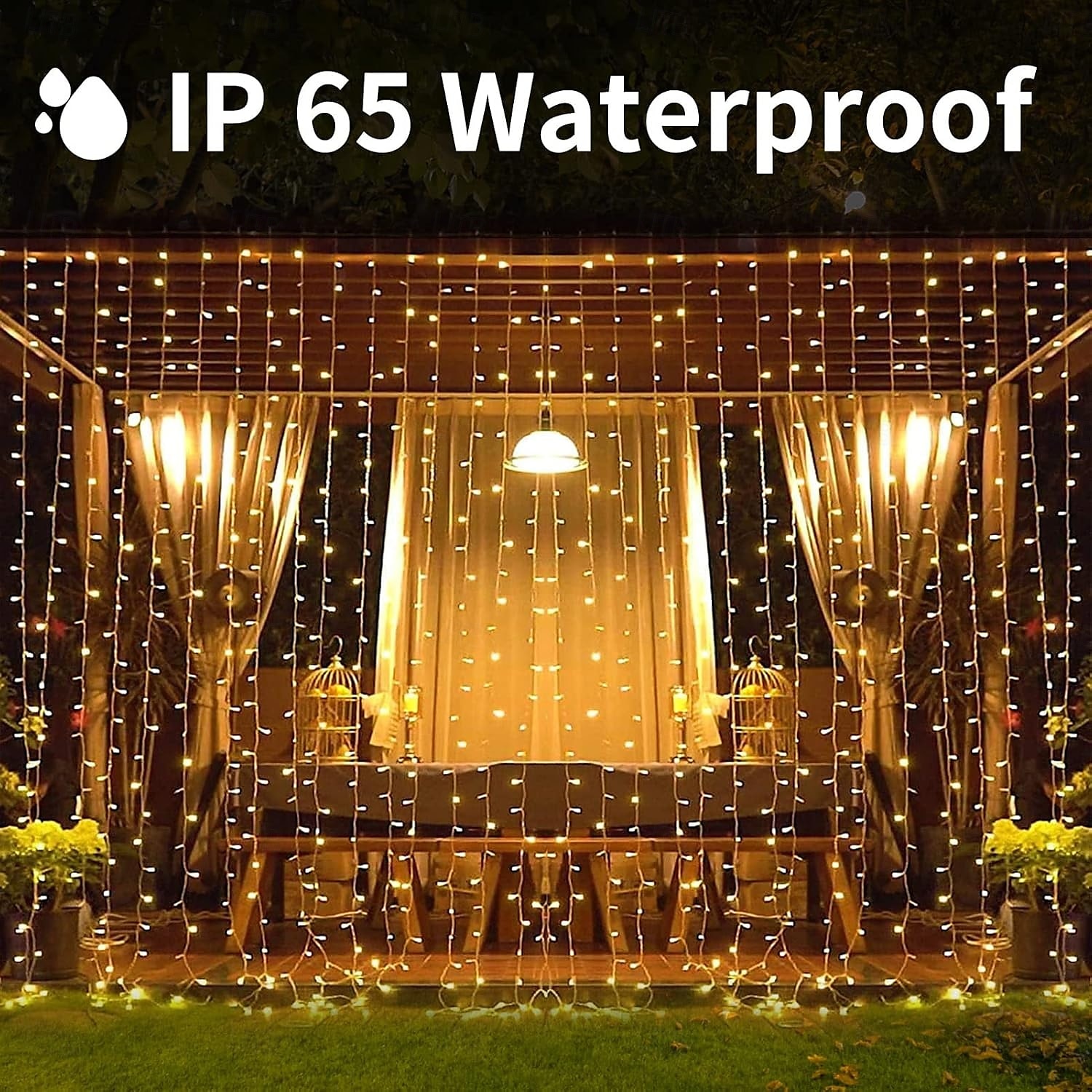 zonne-energie gordijnverlichting buiten afstandsbediening 8 standen verlichting lichtsnoer 3x3m 300leds ip65 waterdicht lichtsnoer kerstfeest bruiloft huis tuin muur woonkamer slaapkamer decoratie 2025 - $34.99 –P8