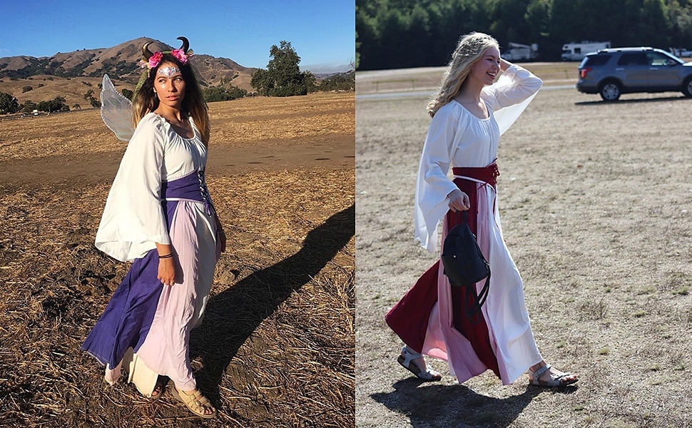 Retro Středověké Renesanční Šaty Šaty inspirované Regency Ren Faire Elf Viking Elfí Dámské Keltské Pirát Fantazie předvečer Všech svatých Karneval Plesová maškaráda Párty LARP Ren Faire Dospělé Šaty 2025 - $46.99 –P4