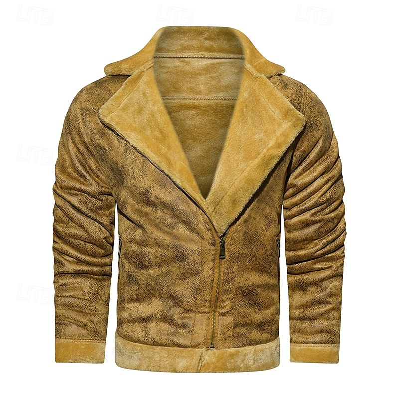 Herren Lederjacke Kunstlederjacke Fleecejacke Motorrad Jacke Vintage Lederjacke Täglich Urlaub Windundurchlässig warm halten Tasche Herbst Winter Glatt Modisch Klassisch Kargen Standard Kunstleder 2025 - $72.99 –P4