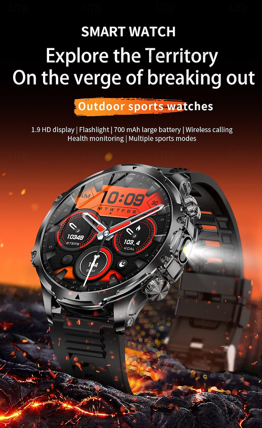 696 AK75 Smart Watch 1.85 inch Smart Band Fitness Bracelet Bluetooth Pedometer Call Reminder Sleep Tracker Compatible with Android iOS Men Hands-Free Calls Message Reminder Step Tracker IPX-0 52mm 2025 - $62.99 –P1