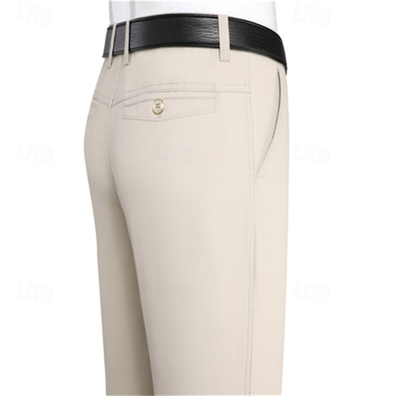 Herr Kostymbyxor Långbyxor Kinesiska Knappar Ficka Slät Komfort Formell Fest Arbete Mode Klassisk Stil 다크 카키 Ljus kaki Microelastisk 2025 - $16.49 –P7
