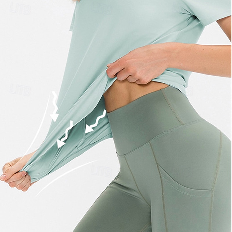 Damskie Běžecké tričko Krótki rękaw Tee Tshirt Codzienny Athleisure Solidne kolory Szybkie wysychanie Miękka Oddychający Trening w siłowni Chodzenie Jogging Odzież sportowa Odzież sportowa Morelowy 2025 - $18.99 –P3