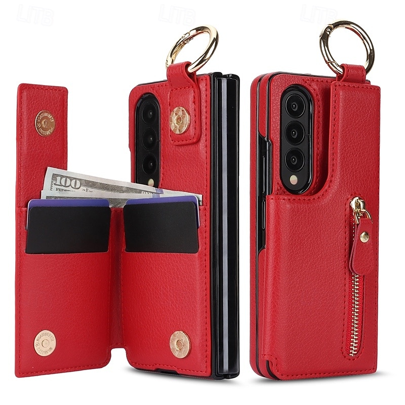Чехол для Z Fold 6 Z Fold 5 Z Fold 4 Z Fold 3 с подставкой молнией и кармашком для карт ретро TPU PU кожа 2025 - $28.99 –P5