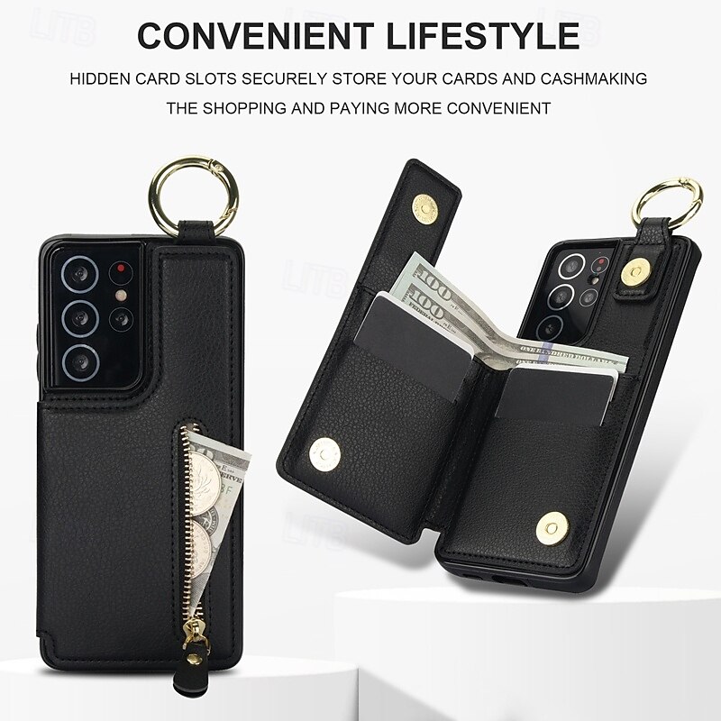 Phone Case For S24 S24 Ultra Plus S23 S22 S21 S20 Ultra Plus FE A55 5G A14 A54 A72 A73 A53 A70S Back Cover with Stand Holder Zipper Card Slot Retro TPU PU Leather 2025 - $22.99 –P15