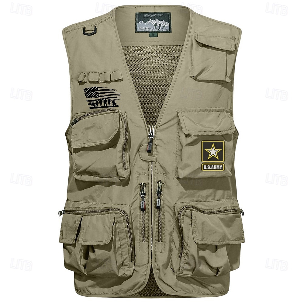 Homme Gilet Gilet de pêche Gilet de Randonnée Sport extérieur Pêche La photographie Camping et randonnée Décontractées Automne Hiver Maille Poches latérales Séchage rapide Double couche Polyester de 2025 ? $44.99 –P1