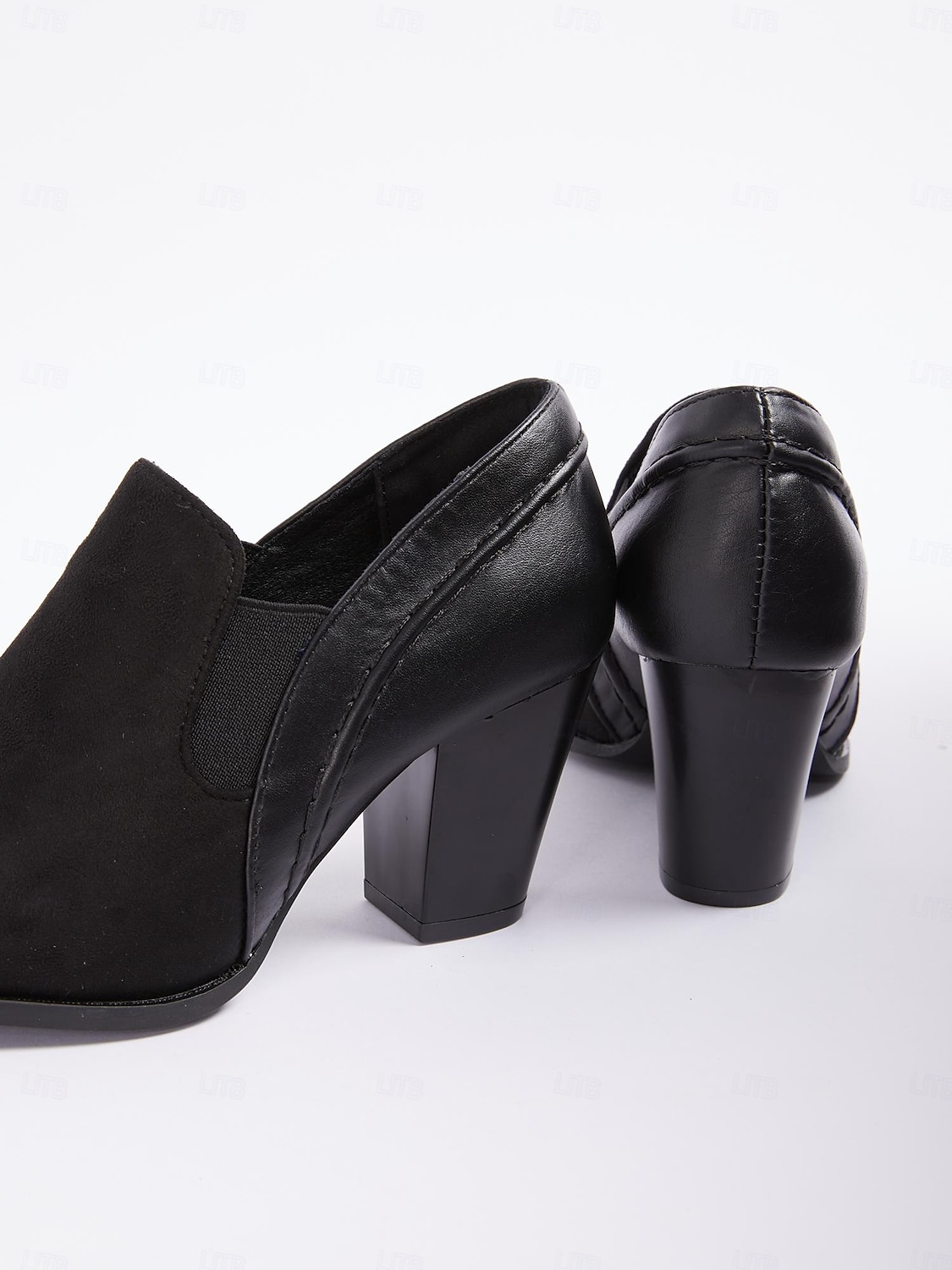 Women's Black Faux Suede Block Heel Slip-On Ankle Shoes – Comfortable and Stylish Office Pumps 2025 - $42.99 –P4