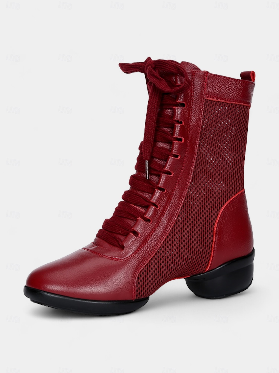 Women's Red Lace-Up Dance Boots with Mesh Panels and Low Heel, Ideal for Jazz, Ballroom, and Latin Dance Performances 2025 - $42.99 –P4