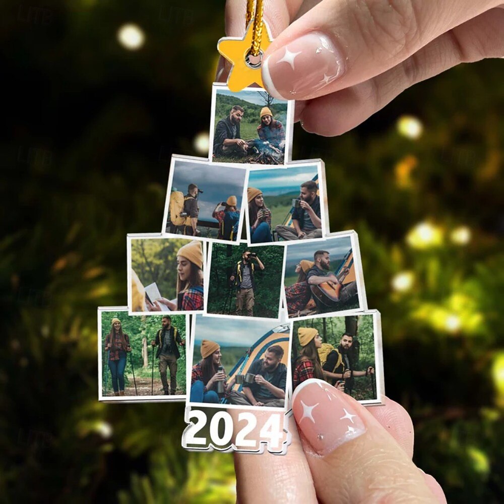 Spersonalizowana ozdoba choinkowa z zdjęciem z campingu akrylowa ramka 2D dekoracja choinkowa prezenty dla rodziny i przyjaciół 2025 - $15.99 –P3