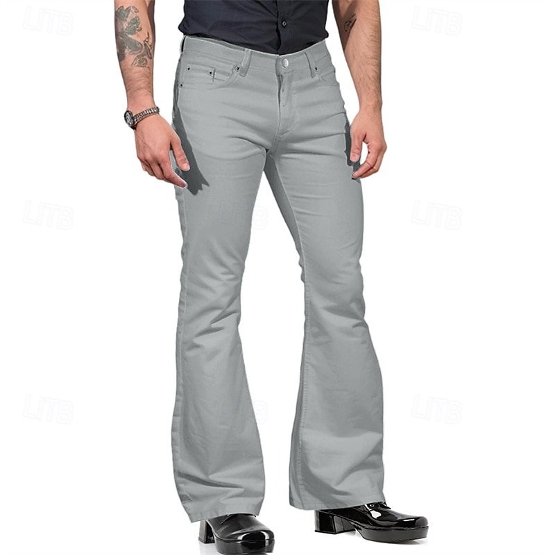Herr Flared byxor Långbyxor Casual byxor Knappar Ficka Slät Komfort Utomhus Dagligen Mode Ledigt ArmyGreen Svart Microelastisk 2025 - $25.99 –P8