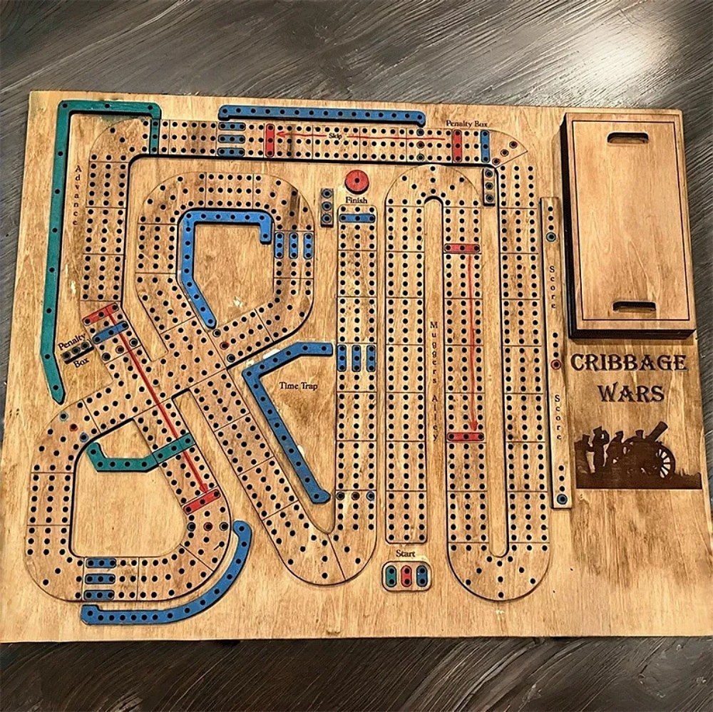настольная игра cribbage wars 2024 новый деревянный набор cribbage с забавными поворотами, временными искажениями &ловушки традиционная семейная игра с местом для хранения карт и колышков 2025 - $23.99 –P1