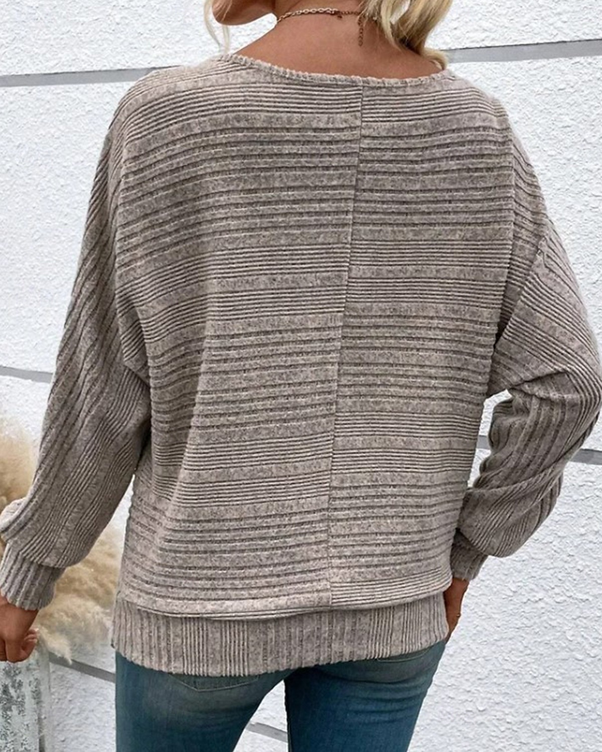 Damen Tunika elegant stylisch Fledermausärmel Langarm normale Oberteile U-Boot-Ausschnitt Arbeit rot blau khaki grau Frühling Herbst Winter 2025 - $29.99 –P2