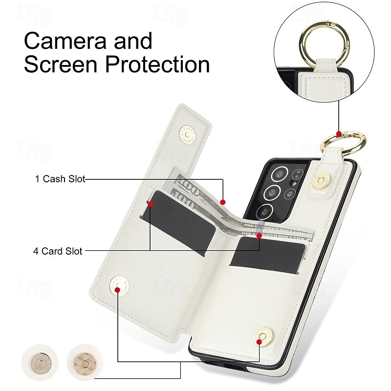 Phone Case For S24 S24 Ultra Plus S23 S22 S21 S20 Ultra Plus FE A55 5G A14 A54 A72 A73 A53 A70S Back Cover with Stand Holder Zipper Card Slot Retro TPU PU Leather 2025 - $22.99 –P14