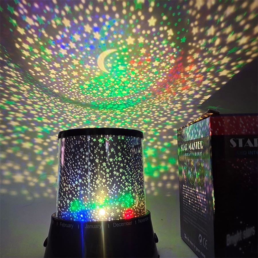 stjernehimmel projeksjonslampe led fargerik nattlys atmosfære romantisk kreativ gave knapp type tørr batteri type batteri levering inkluderer ikke 2025 - $16.99 –P17