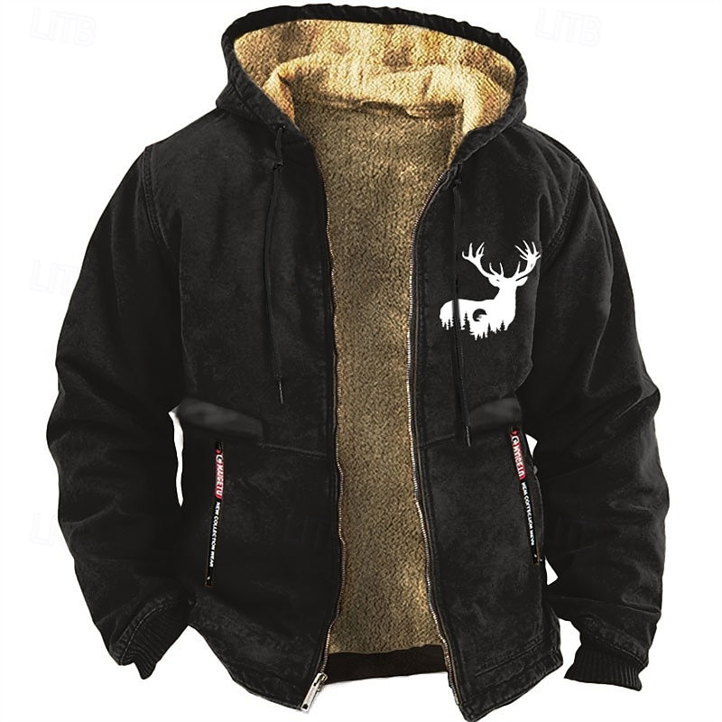 Men's Cowboy Deer Sweatshirt Long Sleeve Sweatshirts  Hooded Vintage Western Style Vacation Going out Fall & Winter Black Brown Green Clothing Apparel Designer Graphic Print S M L XL XXL XXXL 2026 - $37.99 –P1