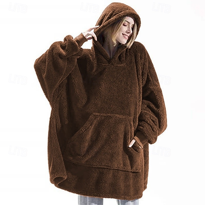 cobertor com capuz grande, lã macia, cobertor vestível, moletom leve com mangas e bolso frontal para mulheres, homens, manta de pelúcia, cobertor vestível para sala de estar, assistir TV de 2025 por $31.99 -P9