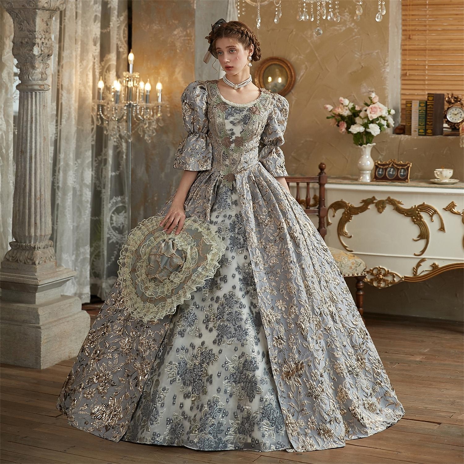 Rokoko Viktoria Tarzı Retro Šaty Cosplay Paruky Kostým na Večírek Princeznovské Shakespeare Pevná barva Plesové šaty Dámské Královský Vánoce předvečer Všech svatých Karneval Párty Večerní oslava 2025 - $251.19 –P2