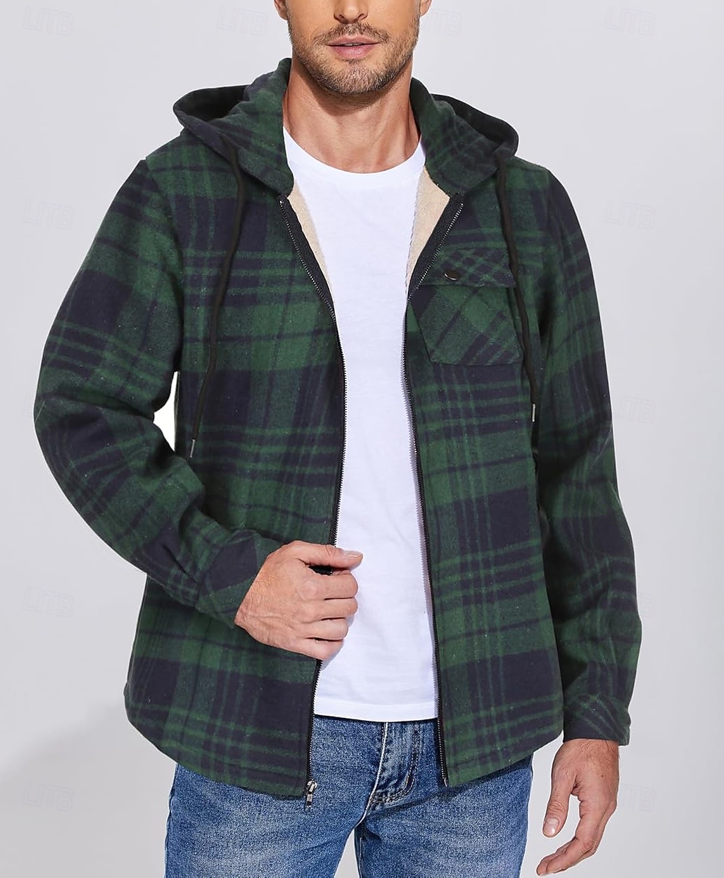 Herren Hemdjacke Kapuzenjacke Shacket Flanell-Fleecejacke Täglich Urlaub warm Mit Kapuze Herbst Winter Schottenstoff Kariert Modisch Strassenmode Kargen Standard Schwarz Dunkelrot Hellgrün Rote Blau 2025 - $60.99 –P39