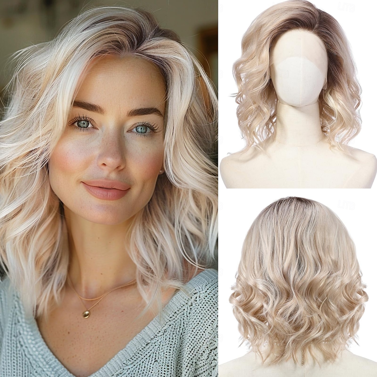 Synthetische pruiken Golvend Met pony Pruik Kort Donker Bruin Licht blond Synthetisch haar Dames Cosplay Zacht Feest Blond Bruin 2025 - $18.99 –P1