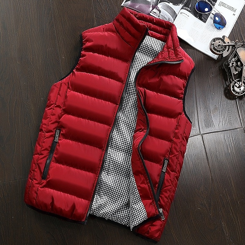 Herren Puffer Weste Weste Täglich Verabredung Urlaub Modisch Brautkleider schlicht Herbst Winter Tasche Polyester warm halten Komfortabel Glatt Gesteppt Reisverschluss Ständer Regular Fit Schwarz 2025 - $32.99 –P10