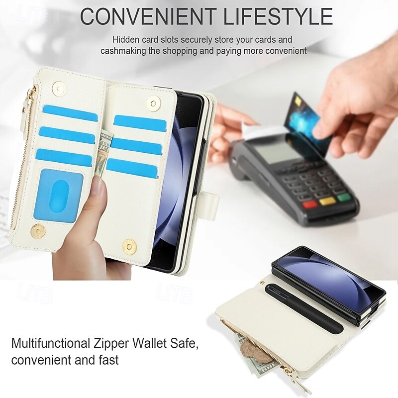 Phone Case For Samsung Galaxy Z Fold 7 Z Fold 6 Z Fold 5 Z Fold 4 Z Fold 3 Wallet Case with Stand Holder Magnetic Zipper Retro TPU PU Leather 2025 - $33.99 –P5