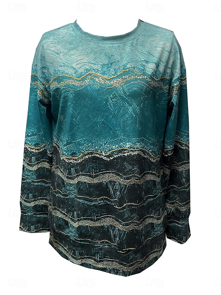 Damen-Sweatshirt, Farbblock, Street-Style, Print, lässig, Rundhalsausschnitt, lange Ärmel, mikroelastisch, Herbst/Winter, bequem, atmungsaktiv, weicher Stoff 2025 - $24.99 –P3