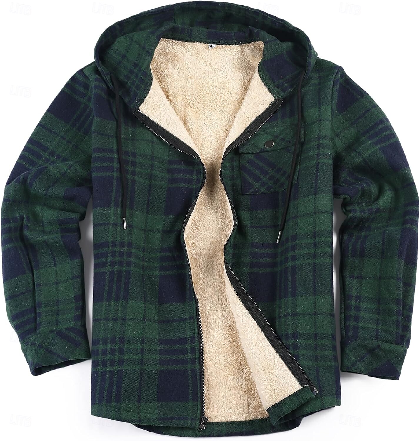 Herren Hemdjacke Kapuzenjacke Shacket Flanell-Fleecejacke Täglich Urlaub warm Mit Kapuze Herbst Winter Schottenstoff Kariert Modisch Strassenmode Kargen Standard Schwarz Dunkelrot Hellgrün Rote Blau 2025 - $60.99 –P41