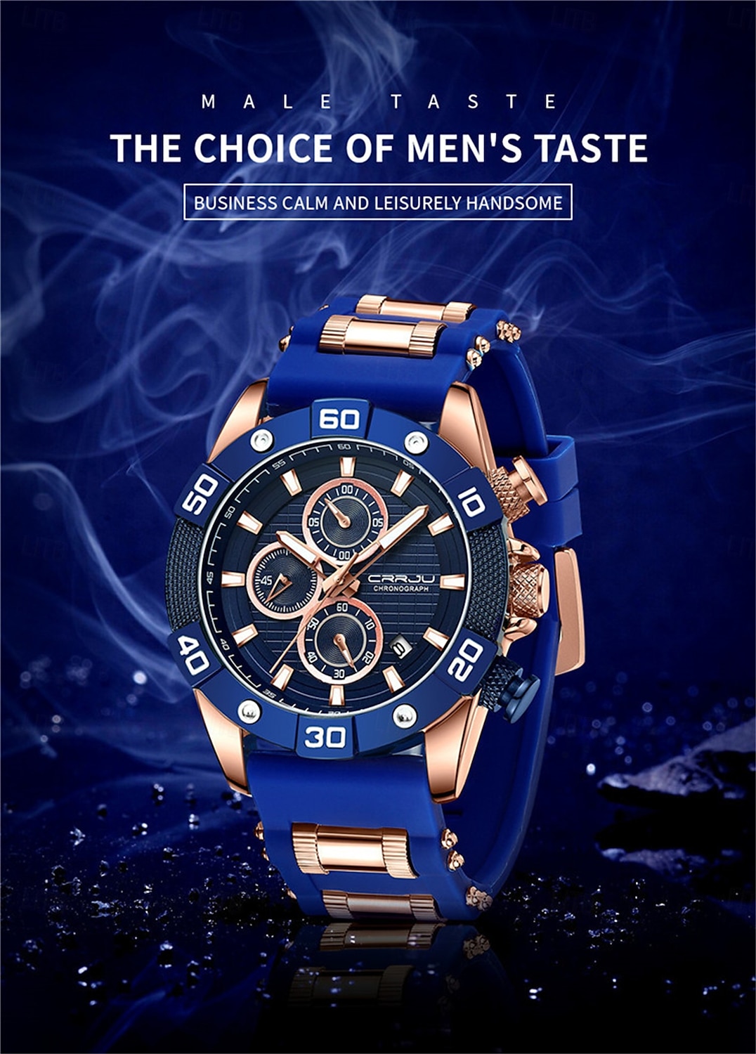 crrju herenhorloges topmerk luxe quartz siliconen band sport waterdichte klok met lichtgevend quartzhorloge 2025 - $38.99 –P3