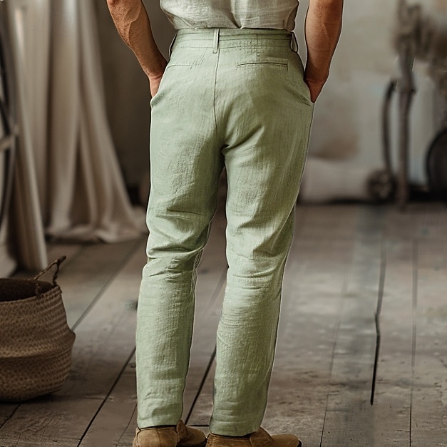 Pánské Plátěné kalhoty Kalhoty chinos Pevná barva Plná délka Svatební Párty Venkovní Elegantní prázdniny Černá Bílá Lehce elastické 2025 - $26.99 –P2