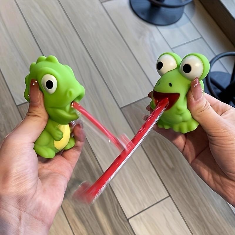 frosk som stikker ut tungen, dinosaurformet klypeleke, stor øyefrosk, nyter stressreduksjon og rebound leketøy halloween julegave 2026 - $8.99 –P5