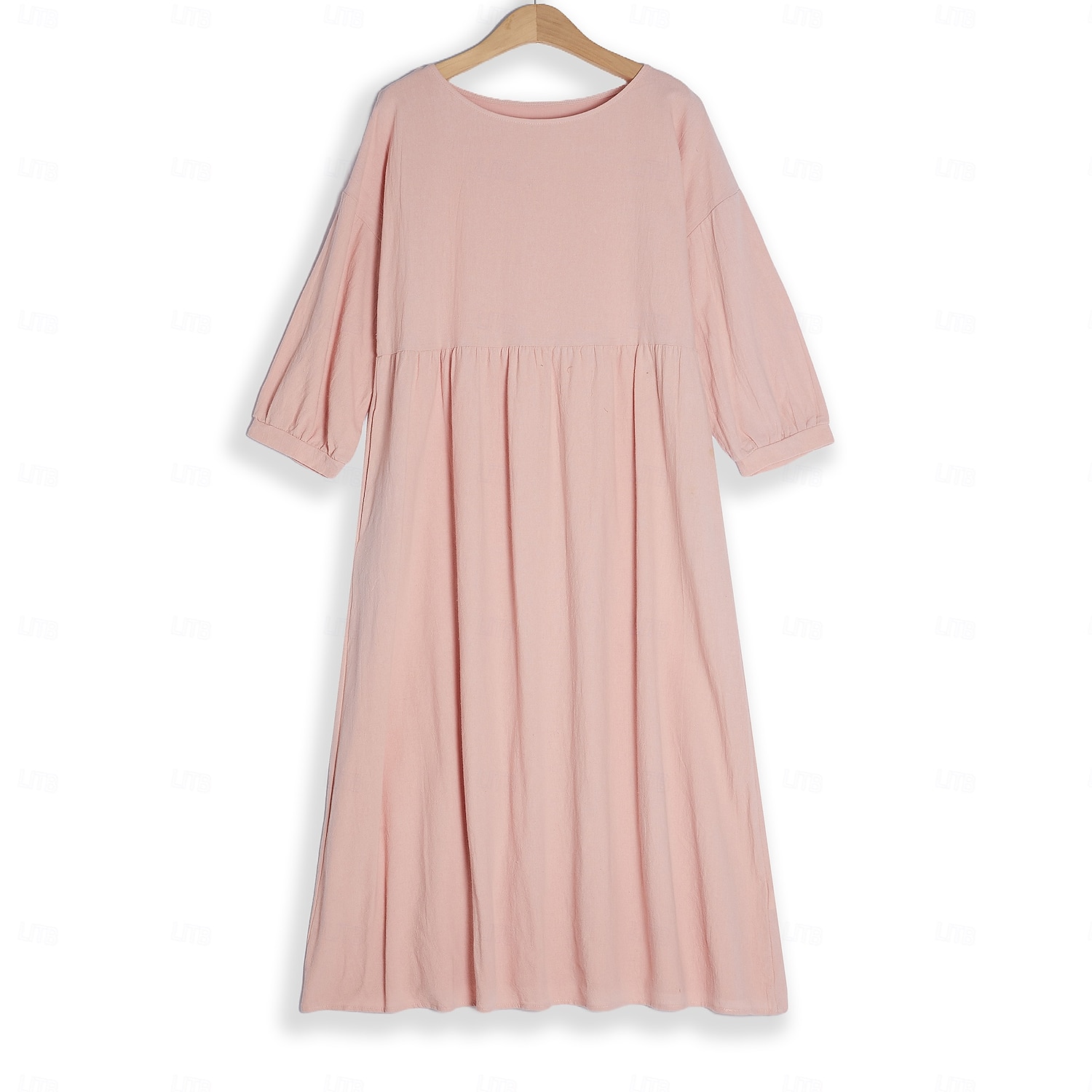 Жен. Платье средней длины Искусственный хлопок и лен Платье прямого кроя Свободное платье Однотонный Классический На каждый день Отпуск Подарок Праздники Свободное облегание Рукав 3/4 Вырез под горло 2026 - $19.99 –P1