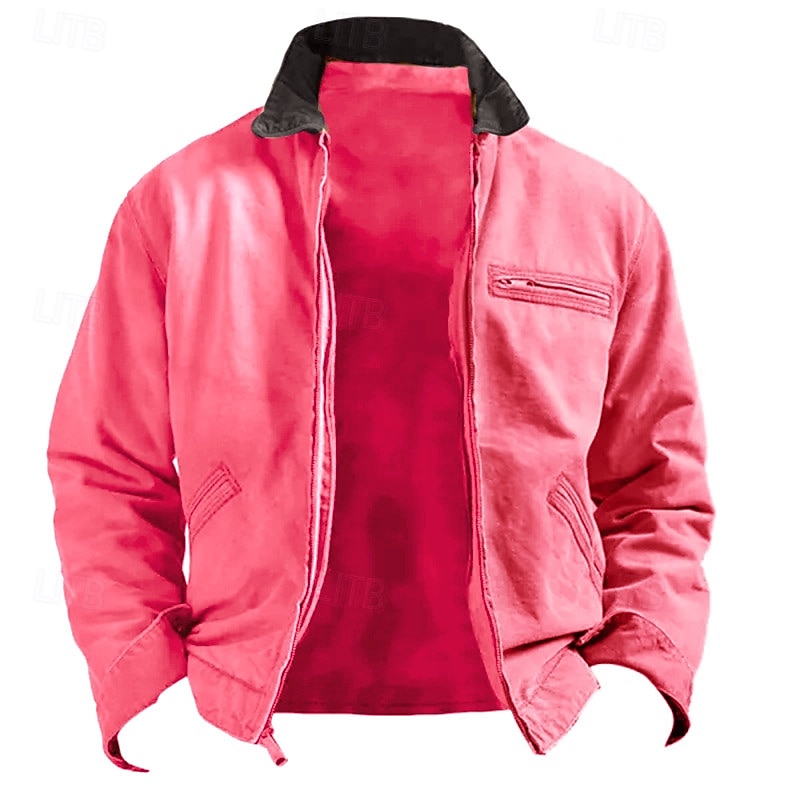 Herr Lättviktsjacka Sommarjacka Utility Jacka Cargojacka Semester Dagligen Slitsäker Ficka Vår & Höst Slät Mode Klassisk Kavajslag Normal Rodnande Rosa Grön Kaki Grå Jacka 2025 - $48.99 –P5