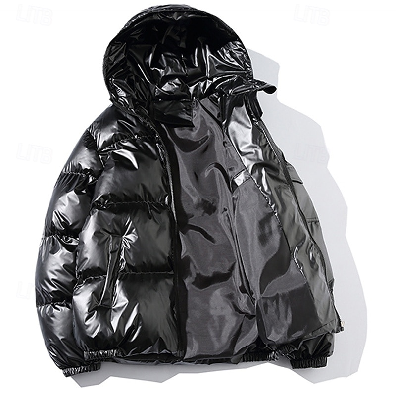 Herr Vinterkappa Pufferjacka Vadderad jacka Ficka Polyester Dagliga kläder Datum Semester Normal Mode Ledigt Bekväm Håller värmen Höst vinter Enfärgad / vanlig färg Silver Svart Marinblå Guld 2025 - $44.99 –P9